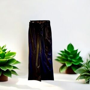 Black Faux Leather wide leg  Pants